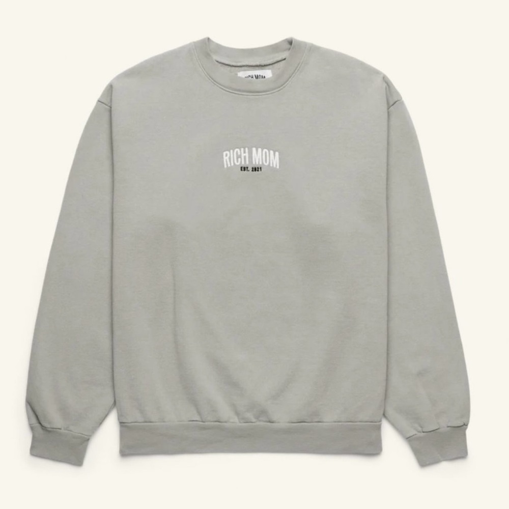 NWOT MED Tinx Rich Mom Viche Grey Sweatshirt Oversized Crewneck